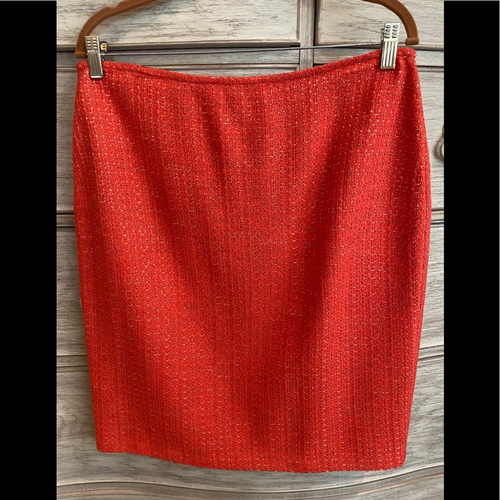 St John knit side zipper sz12 skirt orange